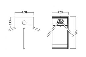 Kích Thước - Cổng xoay 3 càng F101DZ